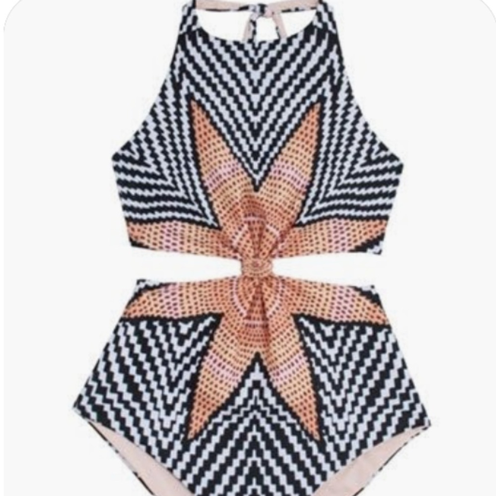 Cut out high neck One Piece Swimsuit